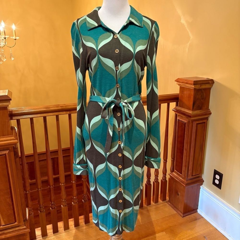 Boden Stretch Collared Button-Down Midi Dress Wmn’s 4Long Severance Helli Style
